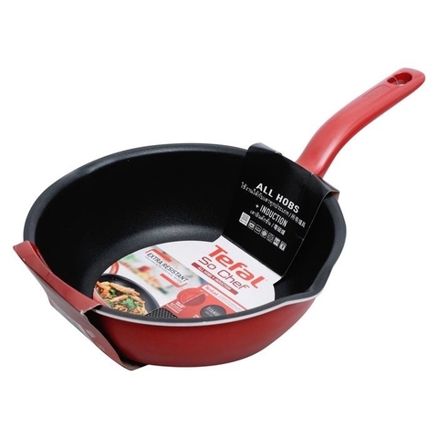 TEFAL - SO CHEF ALL HOBS + INDUCTION (CHẢO CHỐNG DÍNH ĐÁY SÂU, ĐỎ 24cm)