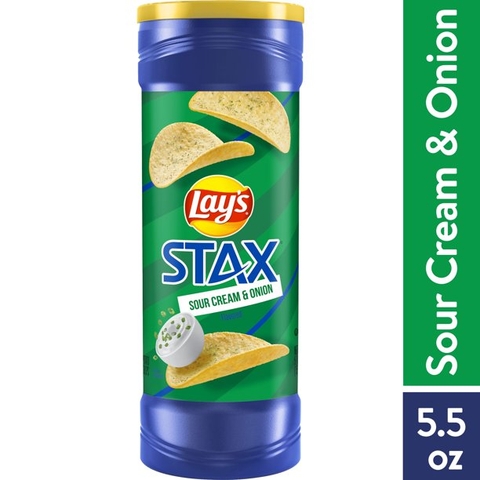 Lay’s - Stax Sour Cream & Hành Tây (Khoai Tây Sốt Kem Và Hành Tây 155.9g)