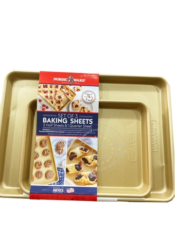 NORDIC WARE - Baking Sheets (2 Haft 17.8x12.8x1.0in, Quater 12.8x9.5x1.08in)