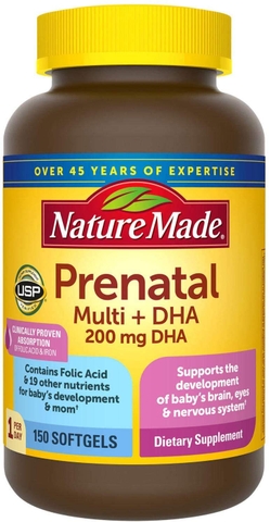 NATURE MADE - PRENATAL MULTI + DHA 200MG DHA (BỔ BẦU MULTI + DHA 150 VIÊN)