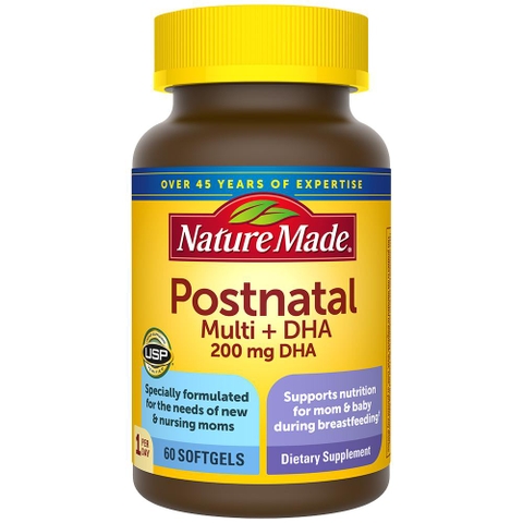 Nature Made - Postnatal Multi + DHA 200mg DHA (Thuốc Bổ Sau Sinh 60 Viên)