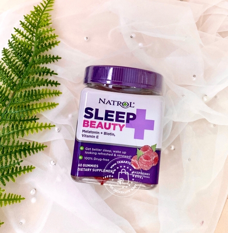 NATROL - Sleep Beauty Melatonin + Biotin Vitamin E (Kẹo Hỗ Trợ Ngủ Ngon 60 Viên)