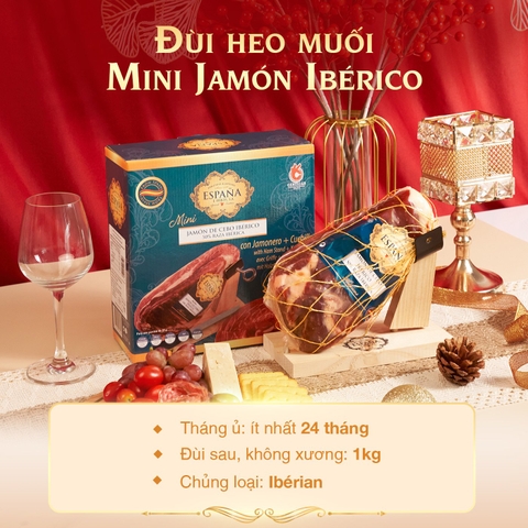 Đùi lợn đen muối Espana Mini Jamon De Cebo Iberico 1kg