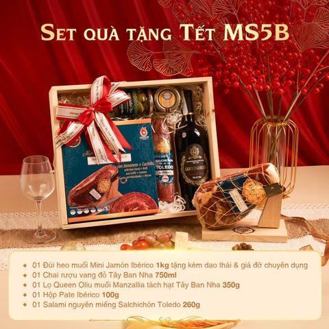 Set quà tặng đùi heo muối Espana Mini Jamon Iberico 5 món