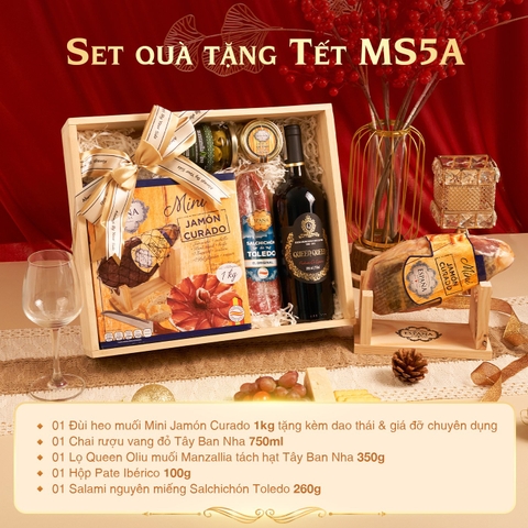 Set quà tặng đùi heo muối Espana Mini Jamon Curado 5 món