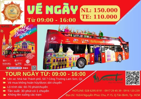 Mua vé xe buýt 2 tầng Tp.HCM - Tour Ngày