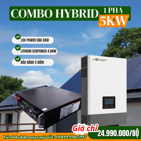 Hệ thống điện năng lượng mặt trời Hybrid 5KW (combo 05)