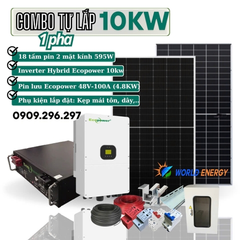 COMBO TỰ LẮP HỆ HOÀ LƯỚI LƯU TRỮ (HYBRID) 10KW (Combo 01)