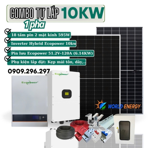COMBO TỰ LẮP HỆ HOÀ LƯỚI LƯU TRỮ (HYBRID) 10KW (Combo 02)