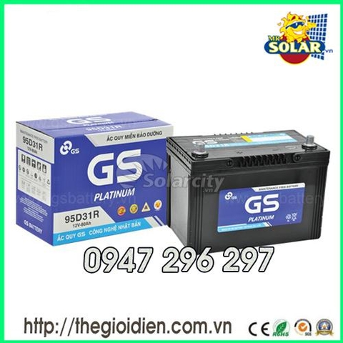 Ắc quy ô tô GS khô 12v-80Ah (MF95D31)
