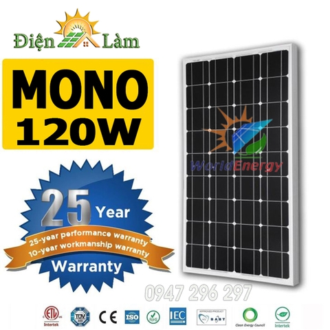 Tấm pin mặt trời Mono 120W WorldEnergy