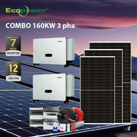 Hệ thống điện mặt trời hòa lưới 160KW 3 pha tự lắp