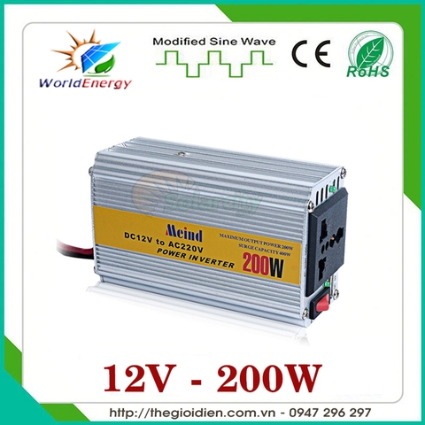 Máy kích điện Meind 200W từ 12VDC sang 220VAC