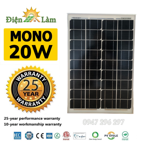 Tấm pin mặt trời Mono 20W WorldEnergy