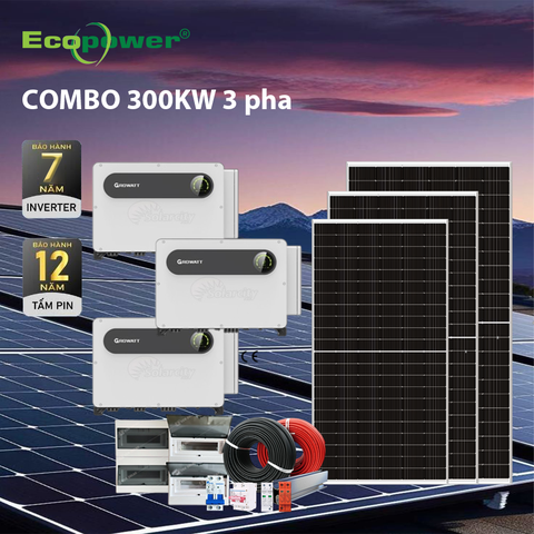 Hệ thống điện mặt trời hòa lưới 300KW 3 pha tự lắp