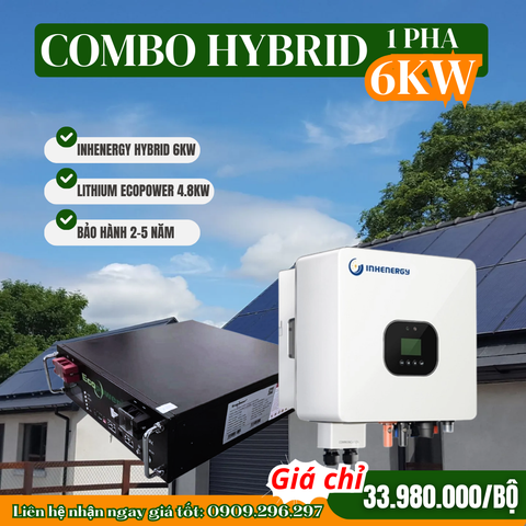 Hệ thống điện năng lượng mặt trời Hybrid 6KW (combo 03)