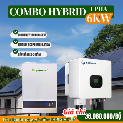 Hệ thống điện năng lượng mặt trời Hybrid 6KW (combo 04)