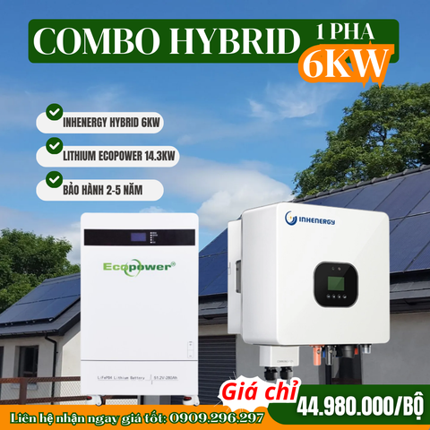 Hệ thống điện năng lượng mặt trời Hybrid 6kw (combo 05)