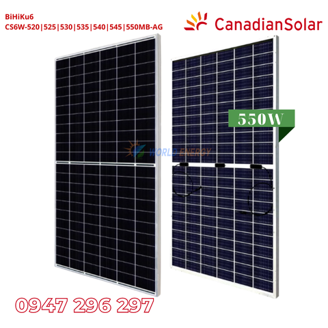 Tấm Pin Mono Canadian 550W (BiHiKu6 CS6W-550MB-AG)