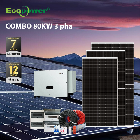 Hệ thống điện mặt trời hòa lưới 80KW 3 pha tự lắp