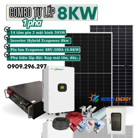 COMBO TỰ LẮP HỆ HOÀ LƯỚI LƯU TRỮ (HYBRID) 8KW (Combo 01)