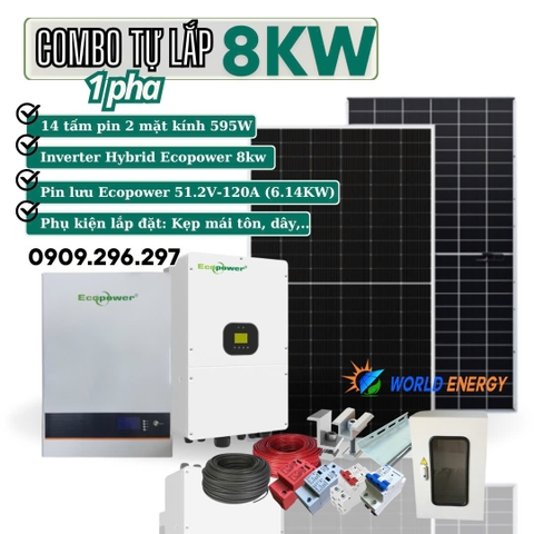 COMBO TỰ LẮP HỆ HOÀ LƯỚI LƯU TRỮ (HYBRID) 8KW (Combo 02)