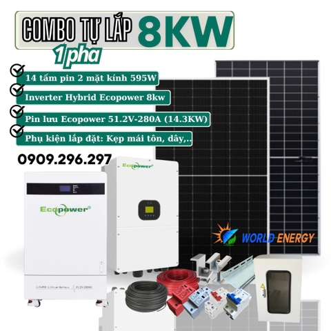 COMBO TỰ LẮP HỆ HOÀ LƯỚI LƯU TRỮ (HYBRID) 8KW (Combo 03)