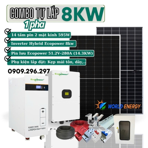 COMBO TỰ LẮP HỆ HOÀ LƯỚI LƯU TRỮ (HYBRID) 8KW (Combo 04)