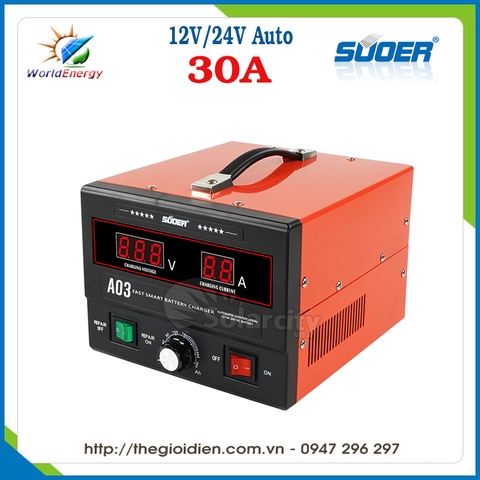 Sạc bình ắc quy Suoer 12V/24V 30A
