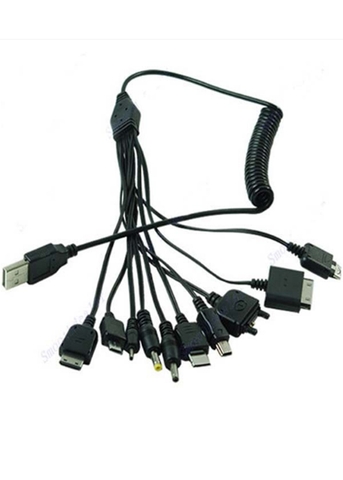Dây sạc đa năng 10 đầu cổng USB (dây lò so)