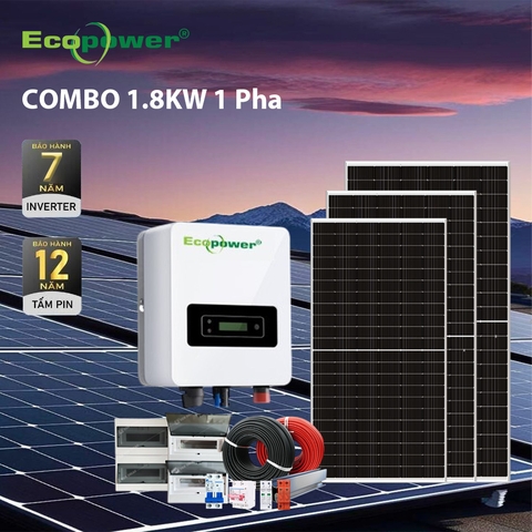 Hệ thống điện mặt trời hòa lưới 1 pha 1.8KW tự lắp