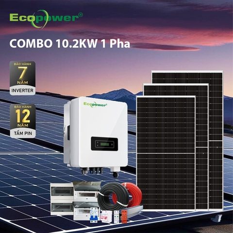 Hệ thống điện mặt trời hòa lưới 1 pha 10.2KW tự lắp