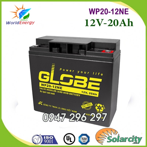 Ắc quy xe máy điện Globe 12V- 20Ah (WP20-12NE)