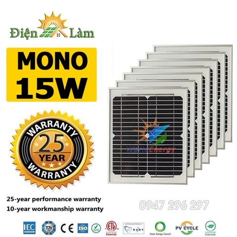 Tấm pin mặt trời Mono 15W WorldEnergy