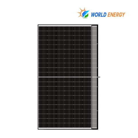 Tấm Pin Năng Lượng Mặt Trời World Energy 595W – Viền Đen Hai Mặt Kính (WE-72M10HC595W)