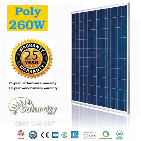 Tấm pin mặt trời Poly 260W SolarCity