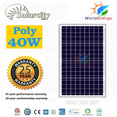 Tấm pin mặt trời Poly 40W SolarCity