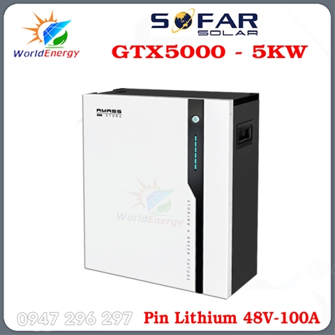 Pin Lithium Sofar 51.2V-100A GTX5000 1 pha
