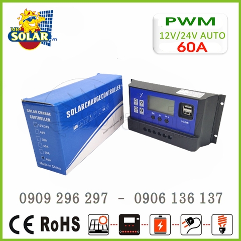 Bộ điều khiển sạc PWM 60A LCD (Solar Charge Controller)