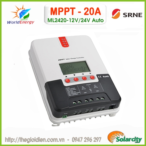 Bộ điều khiển sạc MPPT 20A SRNE