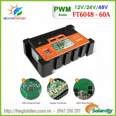 Bộ điều khiển sạc PWM 60A - 48V (FT6048)