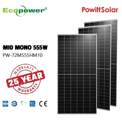 Tấm Pin Năng Lượng Mặt Trời Powitt Solar M10 MONO 555W
