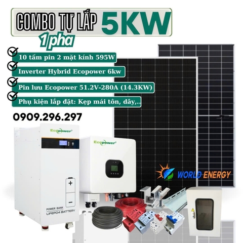 COMBO TỰ LẮP HỆ HOÀ LƯỚI LƯU TRỮ (HYBRID) 5KW (Combo 04)