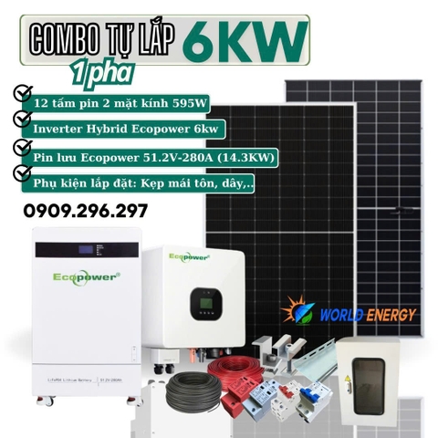 COMBO TỰ LẮP HỆ HOÀ LƯỚI LƯU TRỮ (HYBRID) 6KW (Combo 03)