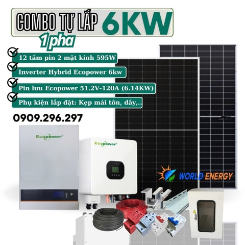 COMBO TỰ LẮP HỆ HOÀ LƯỚI LƯU TRỮ (HYBRID) 6KW (Combo 02)