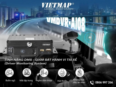 Giải pháp DMS giám sát hành vi tài xế bằng camera Ai Vietmap Ai08