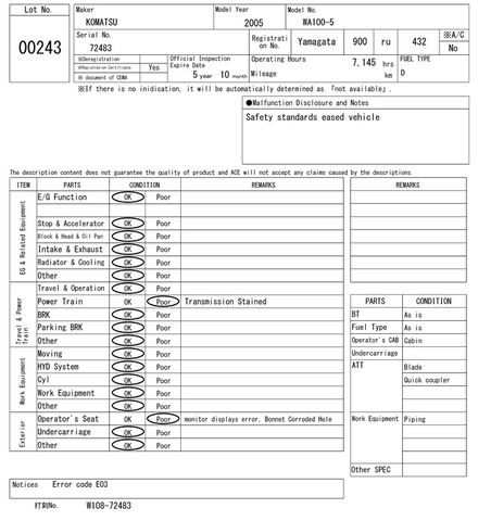Xúc lật Komatsu WA100-5-72483