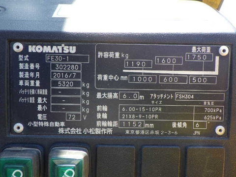 Komatsu điện FE30-1-302280 tháp 6 m dịch giá