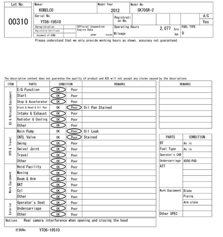 Kobelco SK70SR -2 YT06-19510