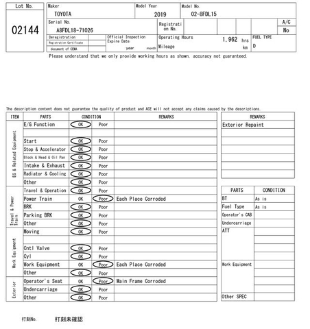 Toyota 02-8FDL15/A8FDL18-71026